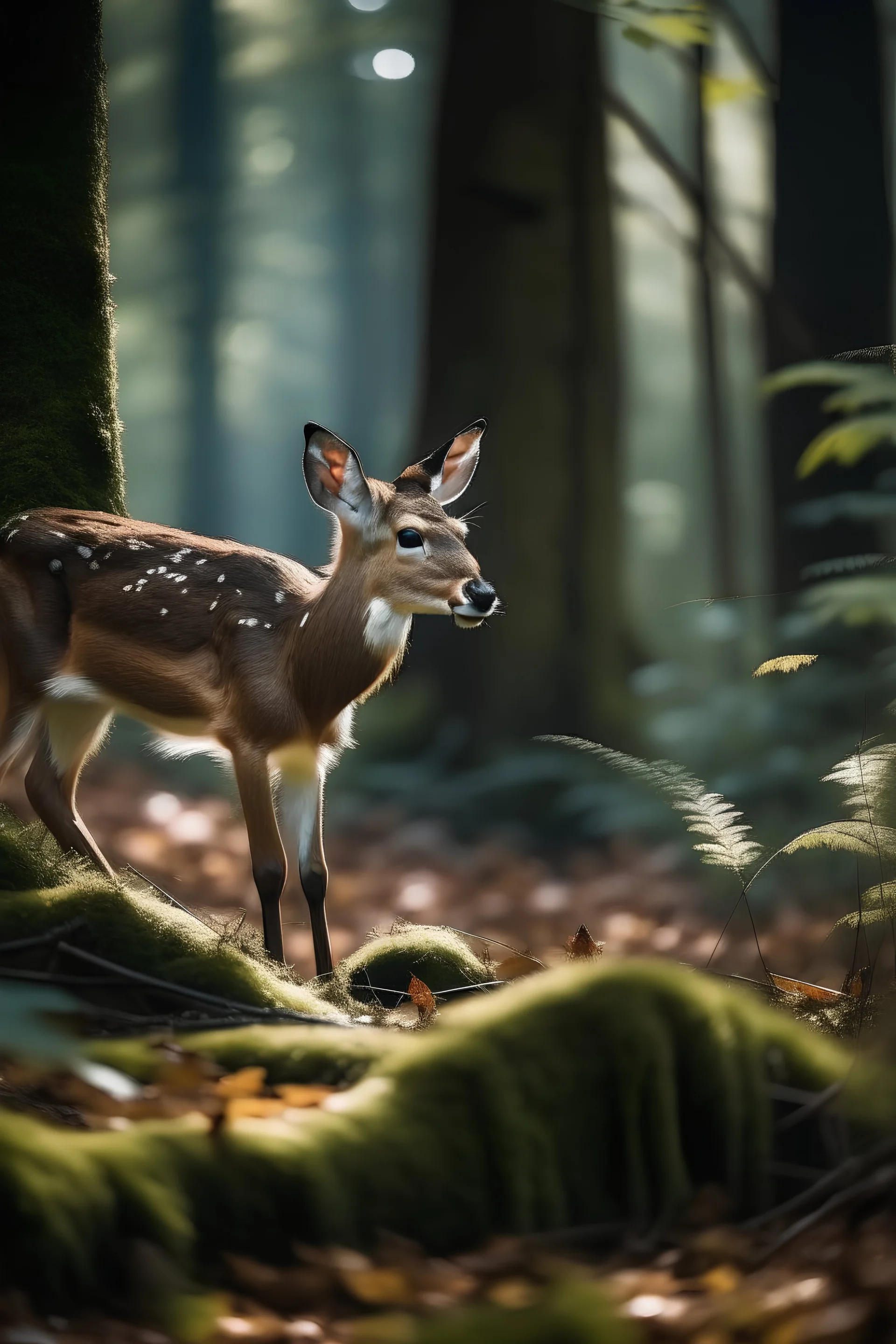 Forest, beautiful animals 90mm lenses,soft, even illumination with minimal shadows,