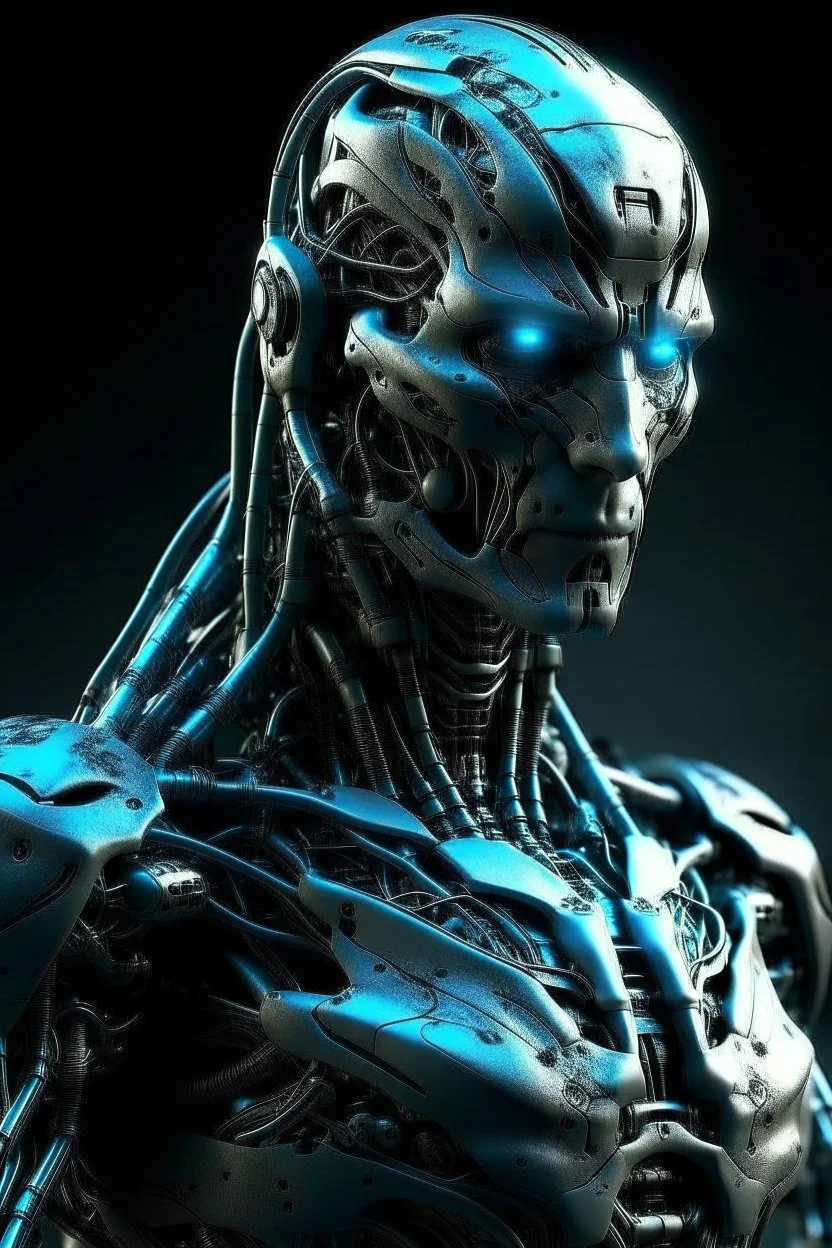 a deadly man cool cyborg thats far away looking for humanes