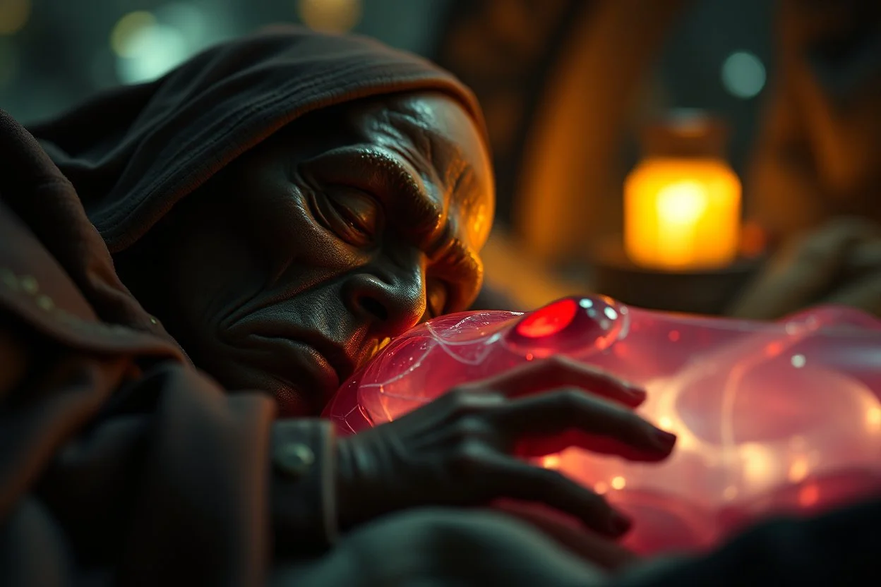 magus sleeping too close to a vampire squid containing plasma in the style of Fallout 4 , bokeh like f/0.8, tilt-shift lens 8k, high detail, smooth render, down-light, unreal engine, prize winning