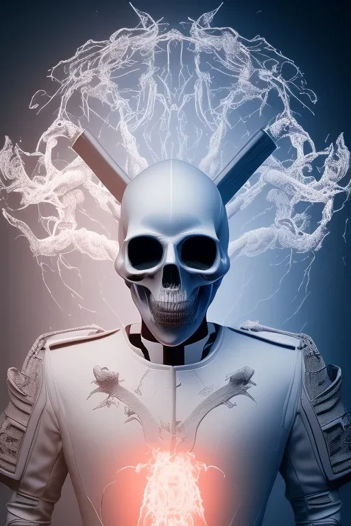 All Black british soldier, ghost, wearing high tech skull mask, white smoke, dark, rage, sorrow, high definition, ultra 8 k, volumetric lighting, blue fire, fog