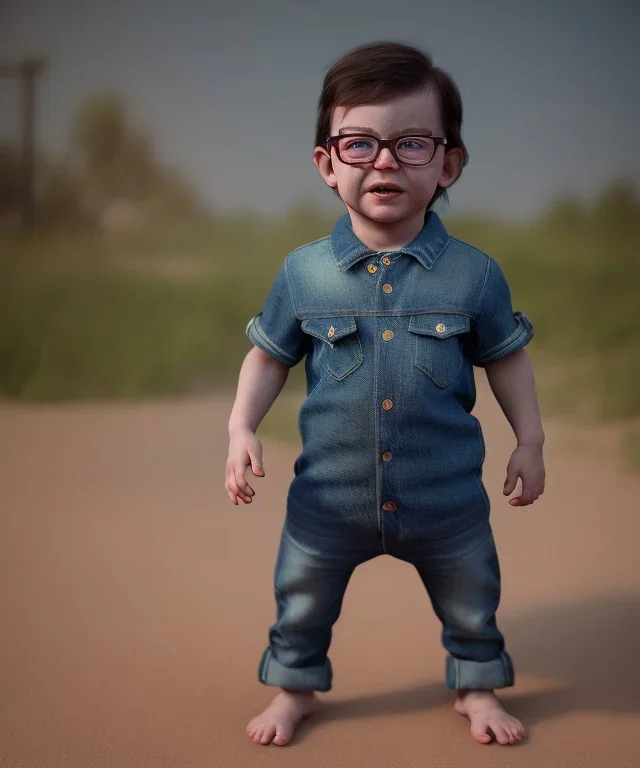 Jean LUC Goddard toddler, full body, dramatic lighting, hyper realistic