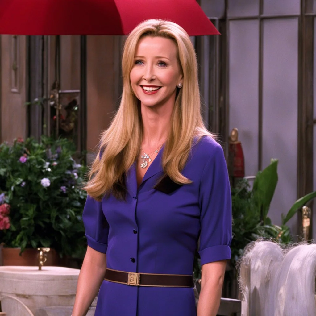 Lisa Kudrow as Phoebe Buffay in her iconic scene of Friends