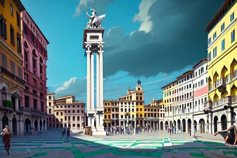 Piazza navona on hill ,Vignola classicism ,palladio,uphill road building ,Various colourful city,A beautiful,liveable street with beautiful Human scaled,mid raise building,green building,plants,tree,stairs,detailed facades,Eye level,hyperrealistic,photorealistic,4k,