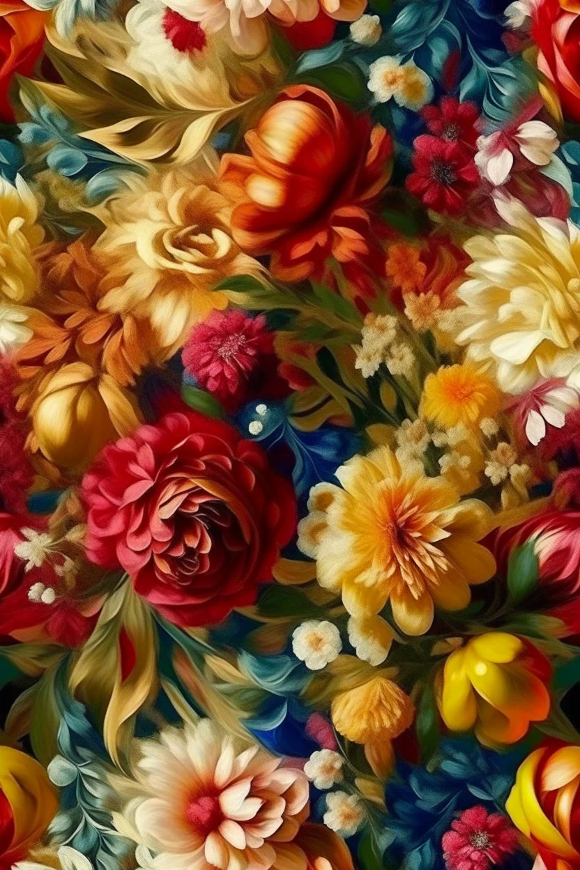 flowers floral pattern in the style of Pierre-Auguste Renoir -- 3d