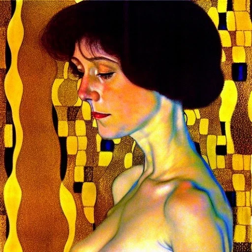 retrato de mujer bella con estilo de Gustav Klimt