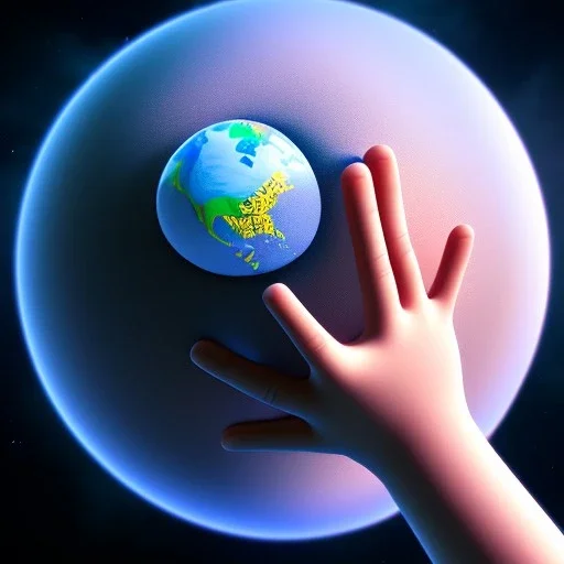 a Childs hand, containing the world, 8k, photorealistic