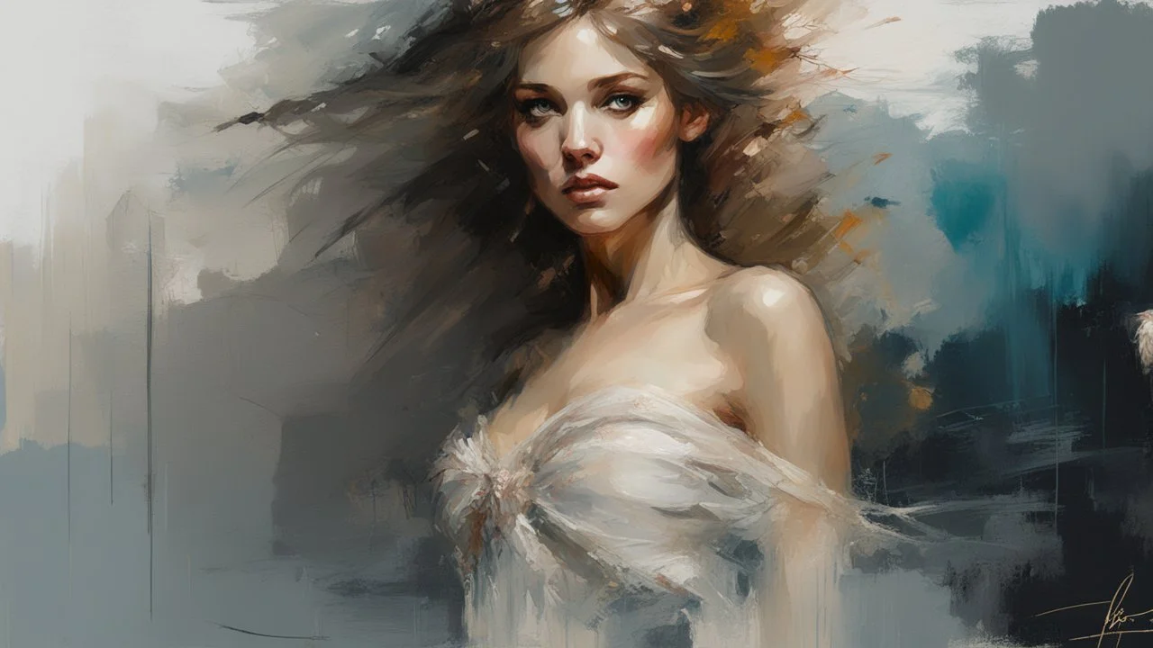 Aphrodite :: digital matt painting with rough paint strokes by Jeremy Mann + Carne Griffiths + Leonid Afremov, black canvas