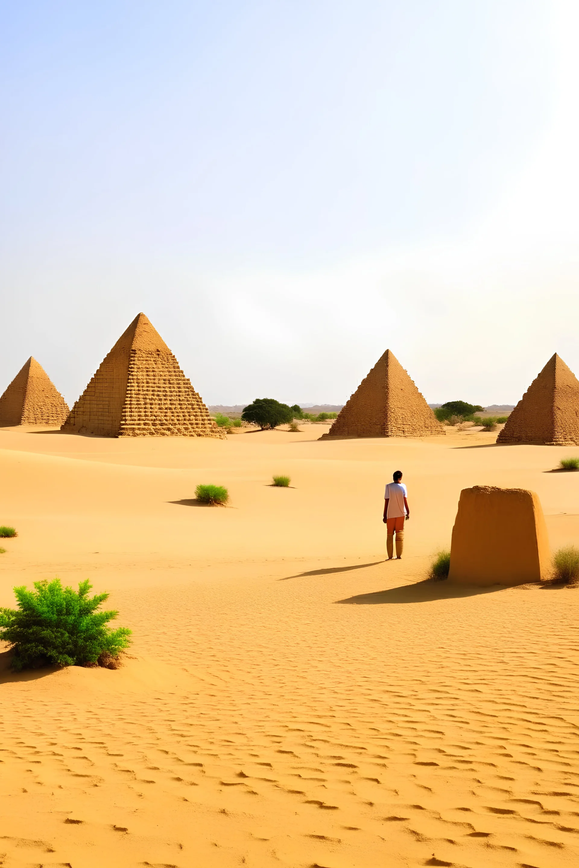 Sudan, small pyramids, tourists