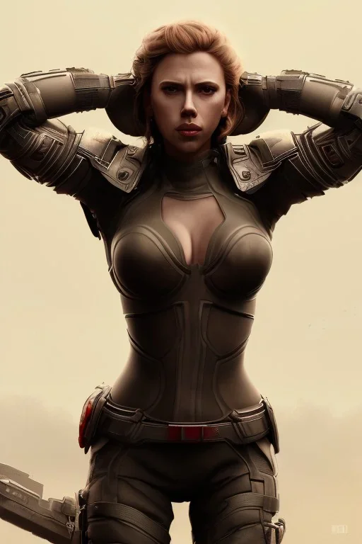 full body, Scarlett Johansson identify face, leather armour , big busty , pintura, ,details,texture,8k quality, florest, Minimalism, Romanticism, Expressionism, Impressionism