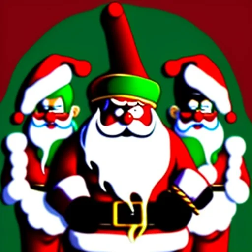 there is no kebabs at christmas, evil Santa, evil gnomes running around, king diamond, flaming eyes, evil Rudolf, evil Frosty, kebabs and kebab