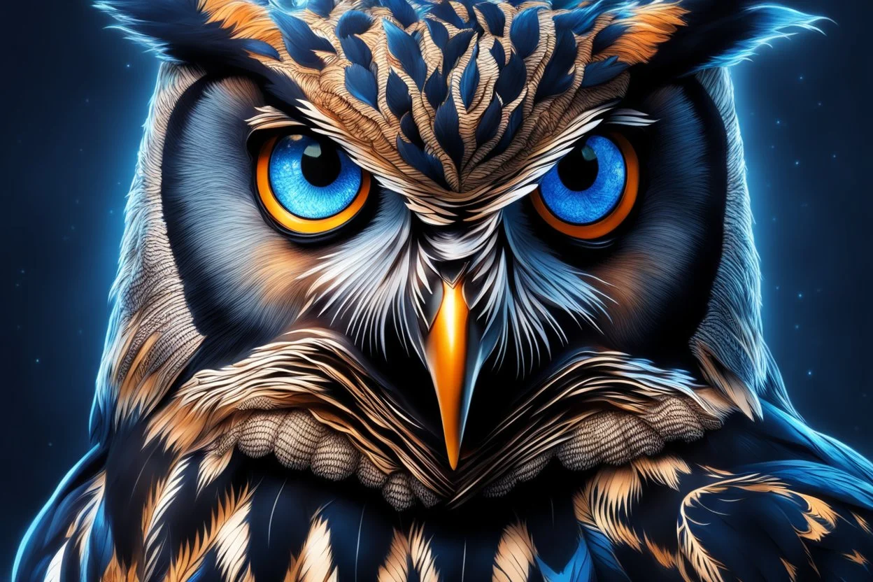 Symbiote Owl in 8k venom drawing, symbiote effects, blue lights, sky , intricate details, highly detailed, high details, detailed portrait, masterpiece,ultra detailed, ultra quality