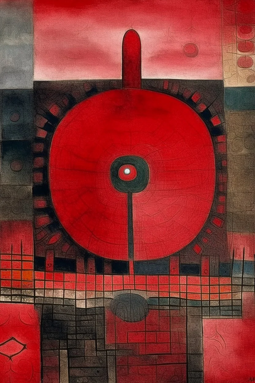 A dark red molten underground painted by Paul Klee