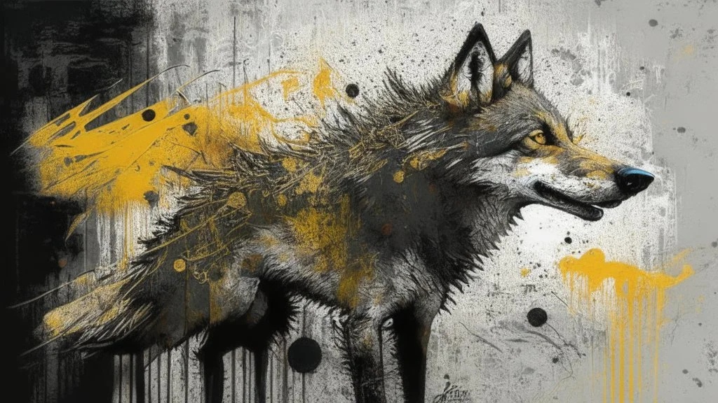a wolf in pollock style