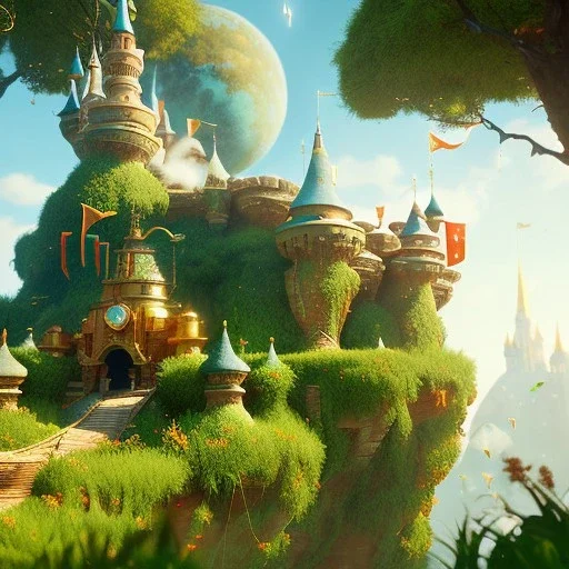 cute disney animation style landscape, 8k resolution, ultra hyperdetailed, Unreal Engine 5, very small details, realistic, normal colours, realistic lighting, complex 3d render, cinema 4d