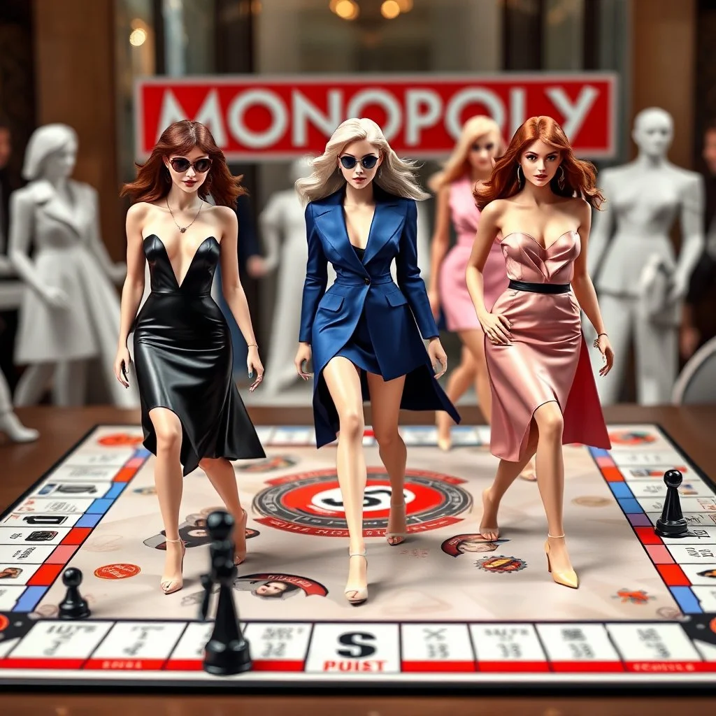 A monopoly game with female fashion models.