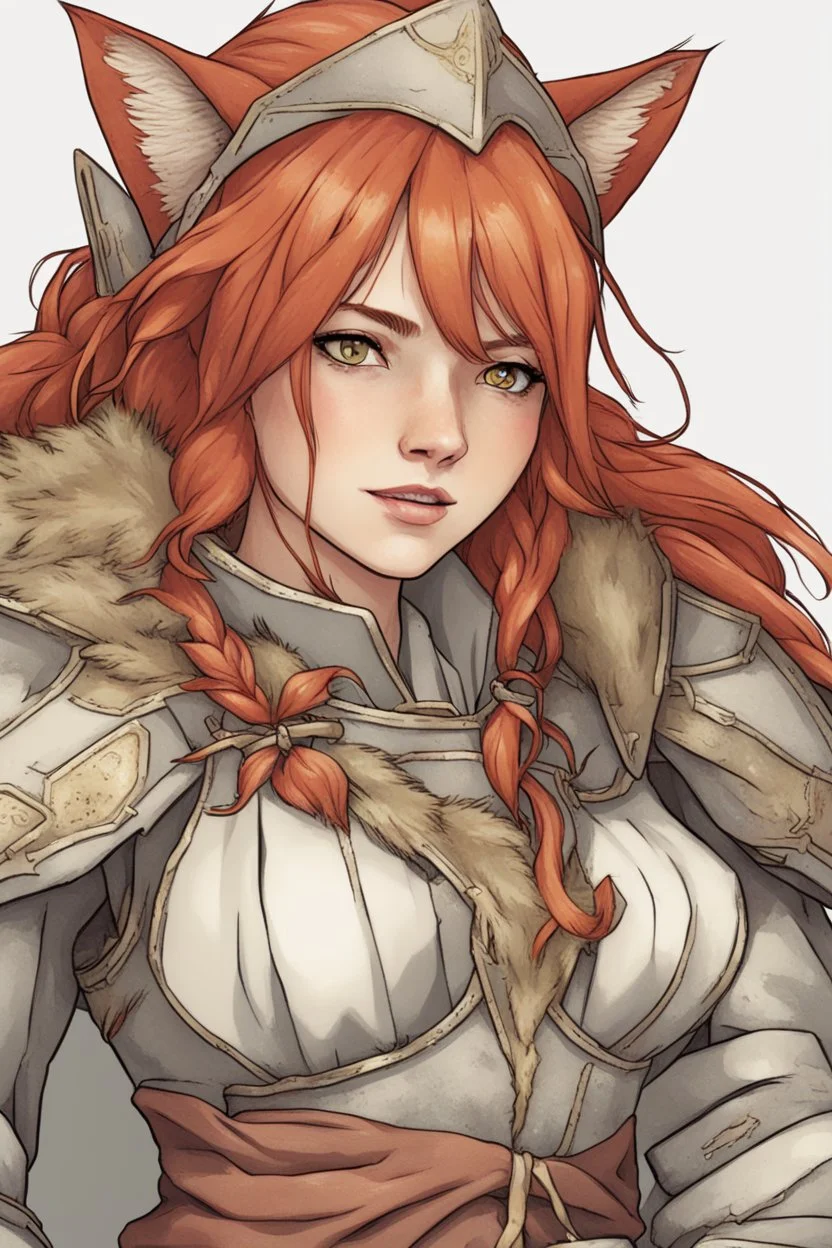 Teenaged Female Red haired kitsune paladin