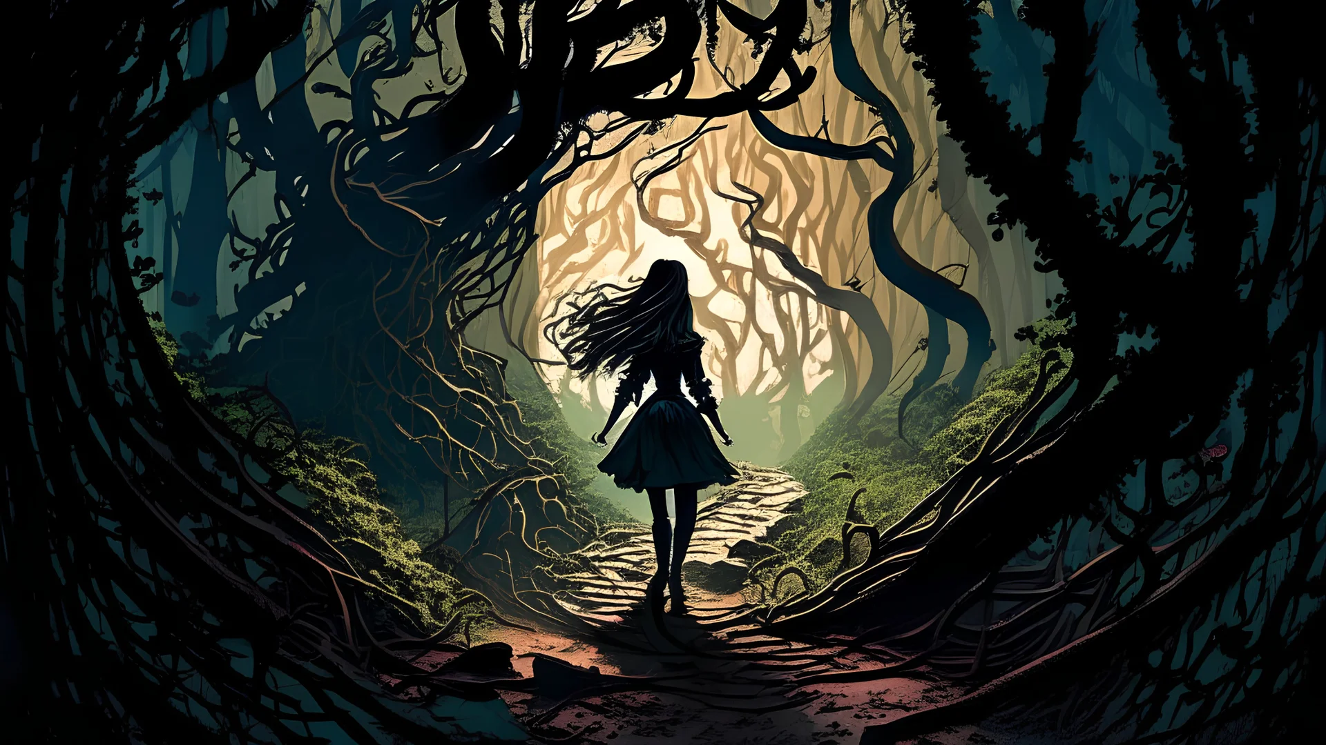 As she delved further into the forest, the path grew narrower and more treacherous. Strange shadows danced between the gnarled trees, and peculiar rustling noises surrounded her. With every step, her heart pounded louder, but she pressed on, determined to uncover the secrets hidden within.