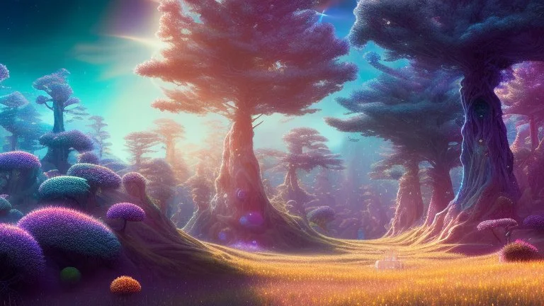 crystal cosmic and galactic ambiance hill sky sea ocean space galaxy rocks sunny trees pools surreal, full of details, smooth, bright sunshine，soft light atmosphere, light effect，vaporwave colorful, concept art, smooth, extremely sharp detail, finely tuned detail, ultra high definition, 8 k, unreal engine 5, ultra sharp focus