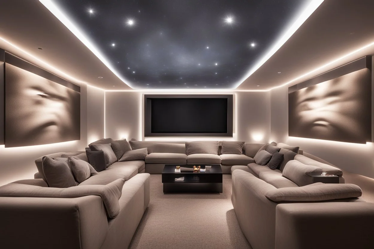 dedicated home cinema room with LED lighting in the walls make sure the room is completely symmetrical