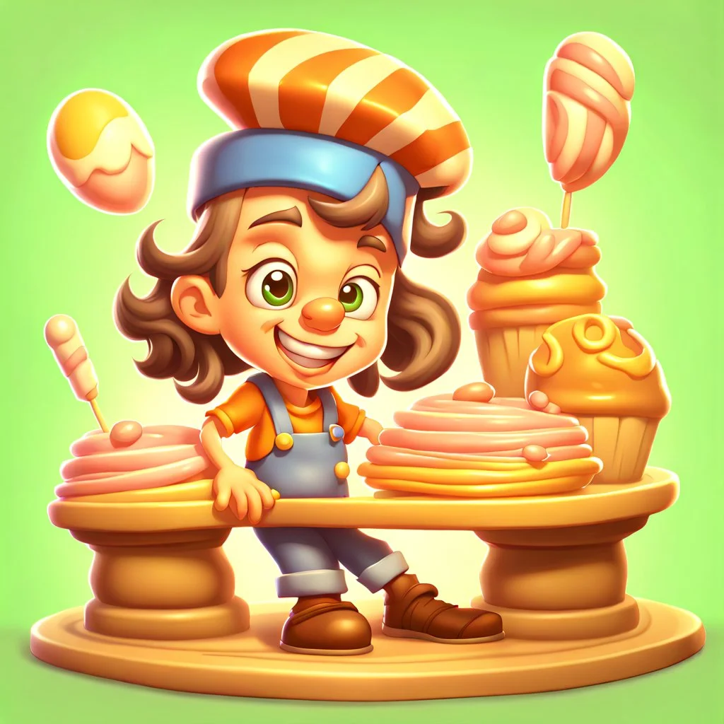a cartoon character thirty years old confectioner , an ultrafine detailed painting by senior character artist, featured on polycount, sots art, artstation hd, 2d game art, behance hd