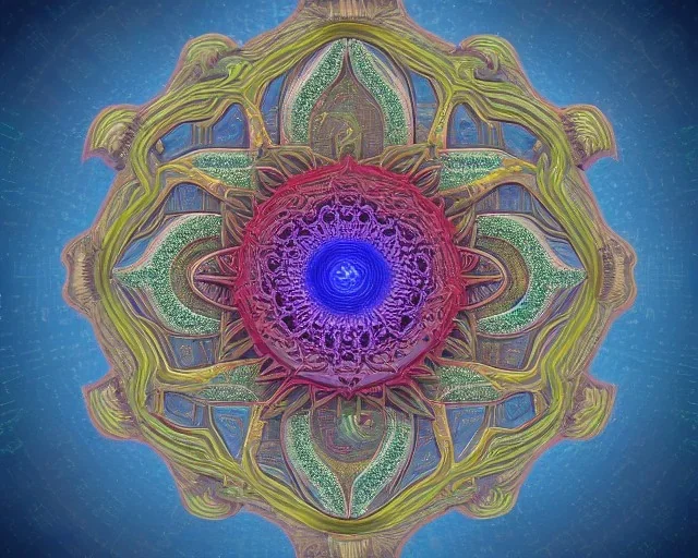 meditation, third eye, universe, fourth dimension, fractal, realistic, 8k, high quality, extreme detail, symmetrical, chakra, human