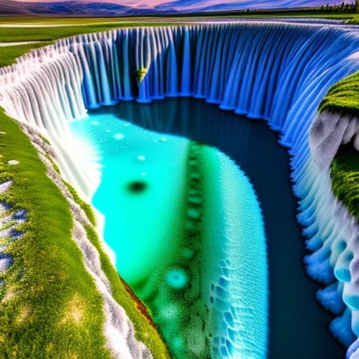 Pamukkale, Turkey, Iceland,aerial view,cloudy,extremely detailed digital painting, high resolution,8k, realistic, beautiful, volumetric lighting, mystical colors ,perfectly centered image, perfect composition, rim light, beautiful lighting,masterpiece, stunning scene, raytracing, anatomically correct, in the style Van Gogh and robert e howard and Ken Kelley and Ohrai Noriyoshi and Simon Bisley and tomzj1.