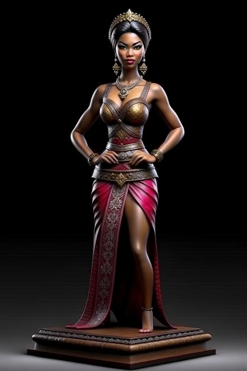 tabletop role-playing miniature of a beautiful women Indonesia. full body. concept art hyperrealism, 4k, realistis