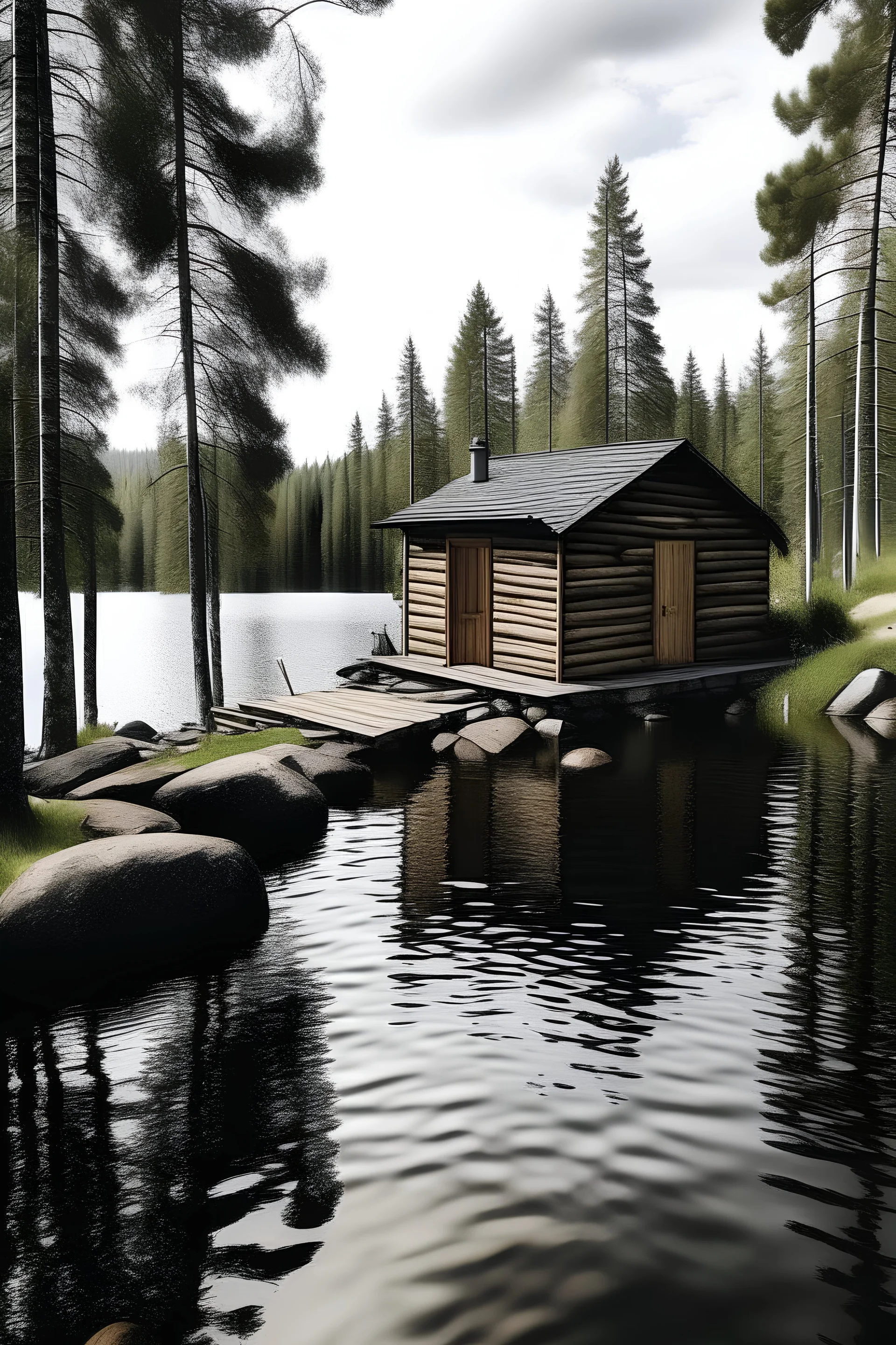 hut by a lake in Finland with access to water