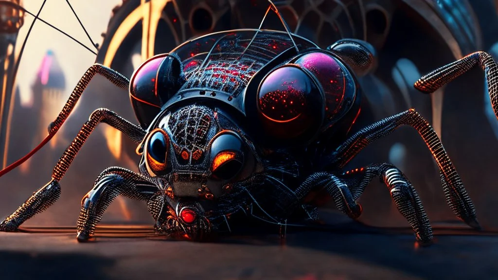 a spider mickey mouse hybrid, photorealism, movie screen capture, horror, sci-fi, retrofuturism,