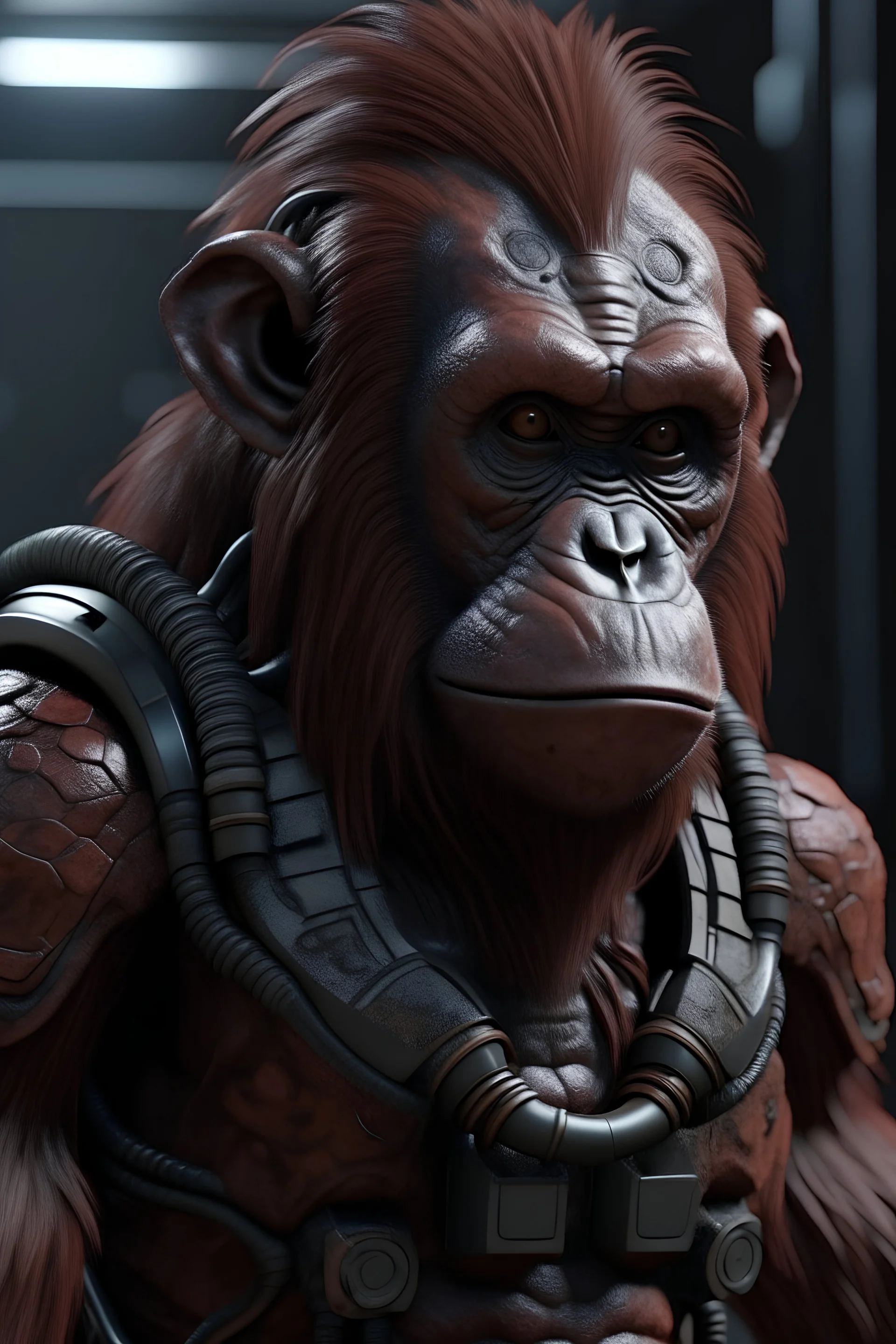 cyberpunk urang utan indonesia, 8k, realistic, full body raw