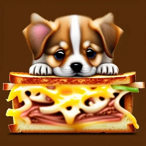 A little puppy inside a cheese toastie