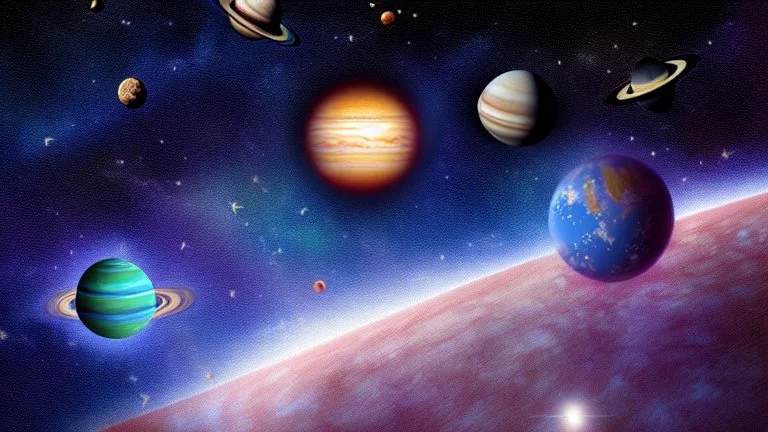 stars and planets in space