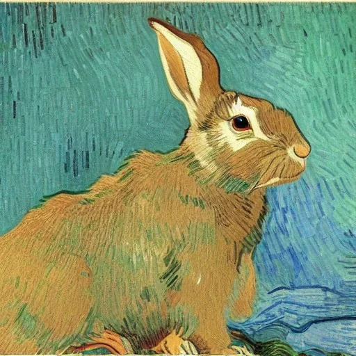 rabbit in large cage Van Gogh