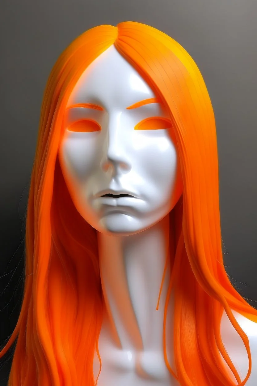 White rubber face with rubber effect in all face with orange long rubber effect hair