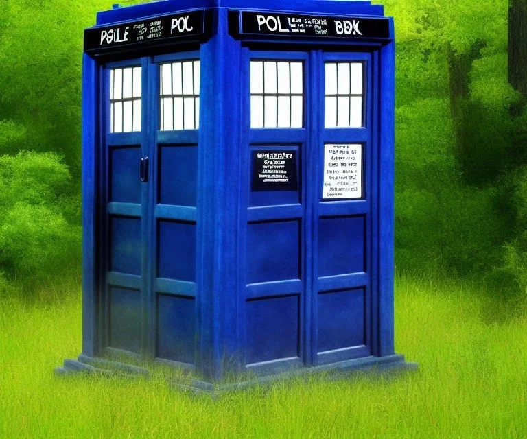 Tardis in the wilderness, photo realistic