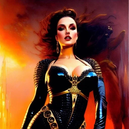 Drawing of beautiful face,'beautiful booty,Busty CAtWoman',intense stare, ancient skintight armor, balanciaga fashion clothe painting by gaston bussiere, greg rutkowski, yoji shinkawa, yoshitaka amano, tsutomu nihei, donato giancola, tim hildebrandt, Oil on canvas, cinematic composition, extreme detail,fit full head inside picture,16k