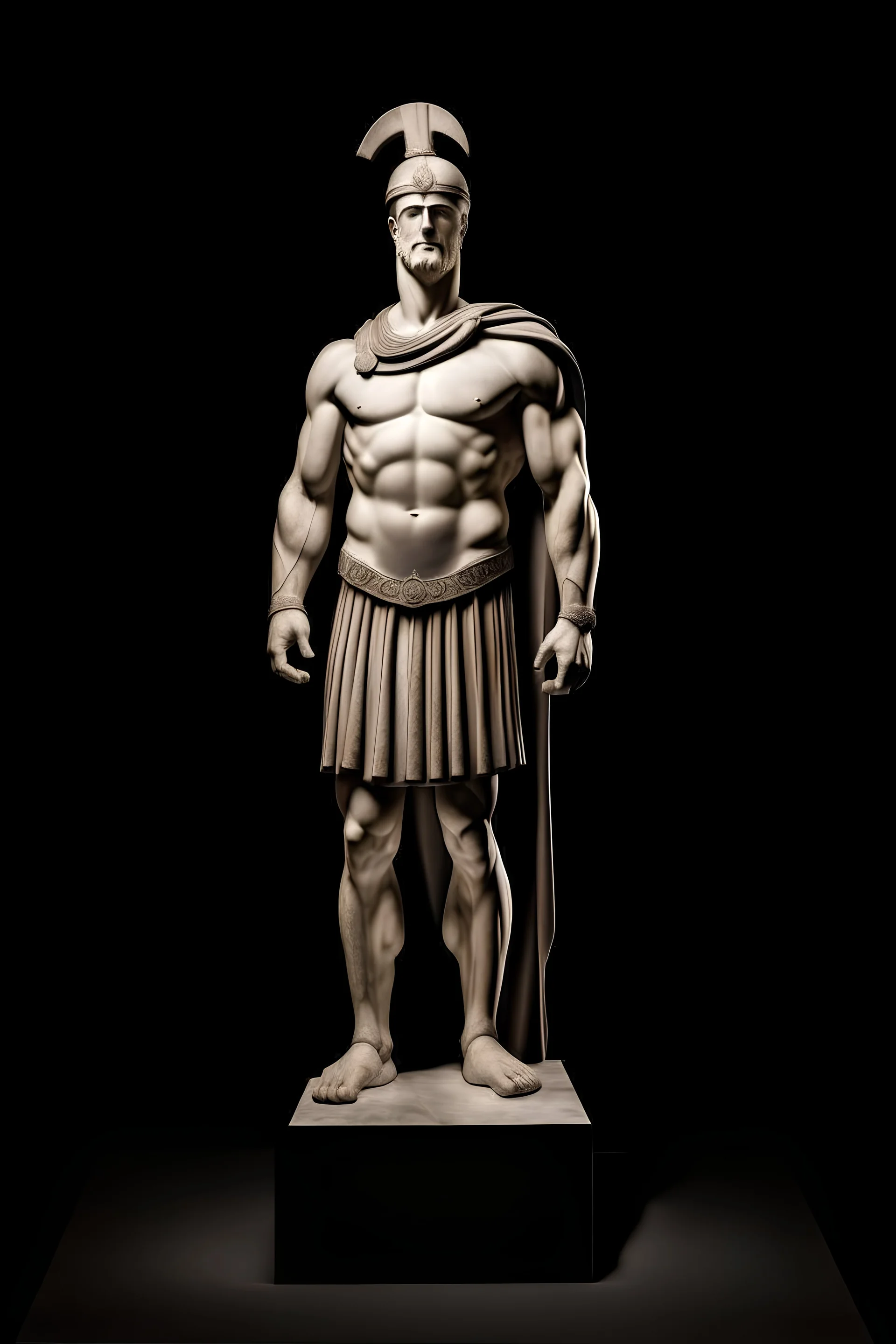 portrait shot of an roman emperor statue, full body, third reich, nazi, greek statue, athletic