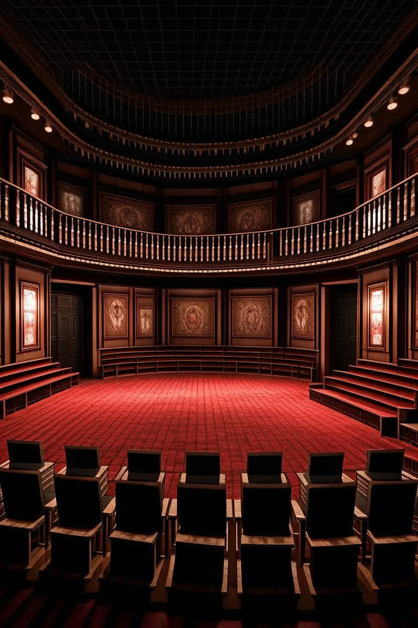 3D shot of the viewing area in a traditional theatre