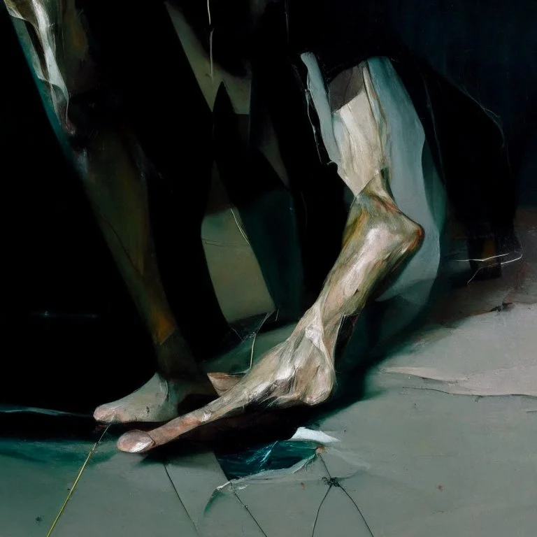 Minimal contemporary abstract oil paintings close up person limbs sinew and concrete fragments illuminated at night style of Justin Mortimer And Francis bacon And ashley wood