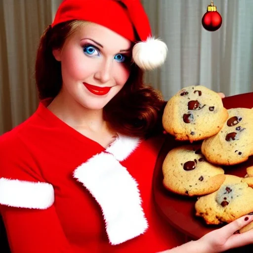 gorgeous Ms. Claus hotty, with cookies