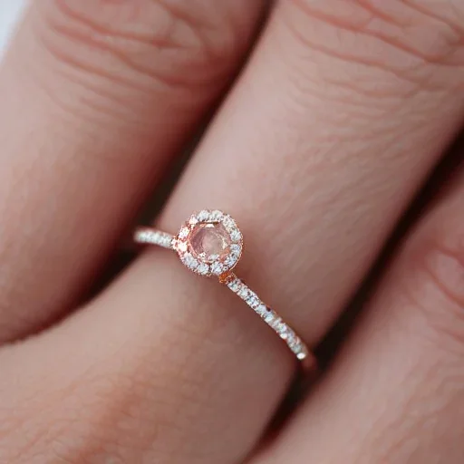 delicate thin ring with tiny diamonds and morganite, rose gold, thin ring