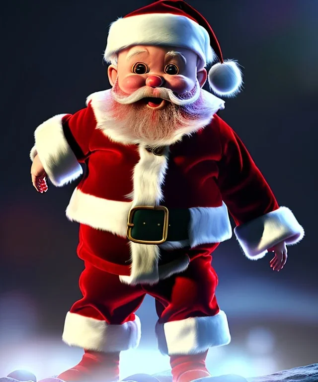 Santa toddler, full body, dramatic lighting, hyper realistic