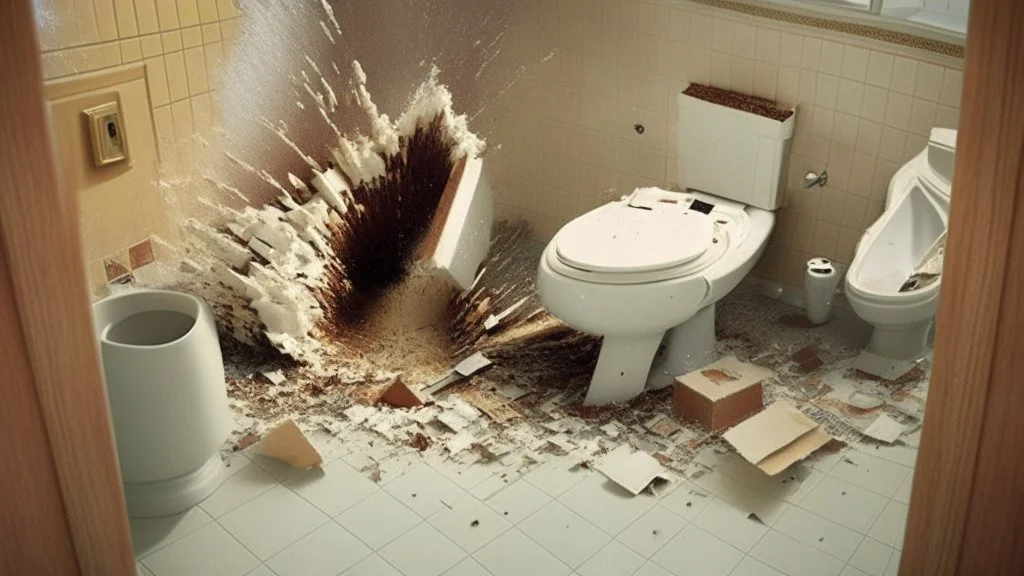 toilet explosion all over hotel floor