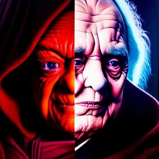 Ultra detailed fullbody Portrait in oil on canvas of Darth Sidious merges Yoda ,intense stare,extremely detailed digital painting, extremely detailed face,crystal clear Big eyes, mystical colors ,perfectly centered image, perfect composition, rim light, beautiful lighting,masterpiece,8k, stunning scene, raytracing, anatomically correct, in the style of robert e howard and Ken Kelley and Ohrai Noriyoshi and Simon Bisley and tomzj1