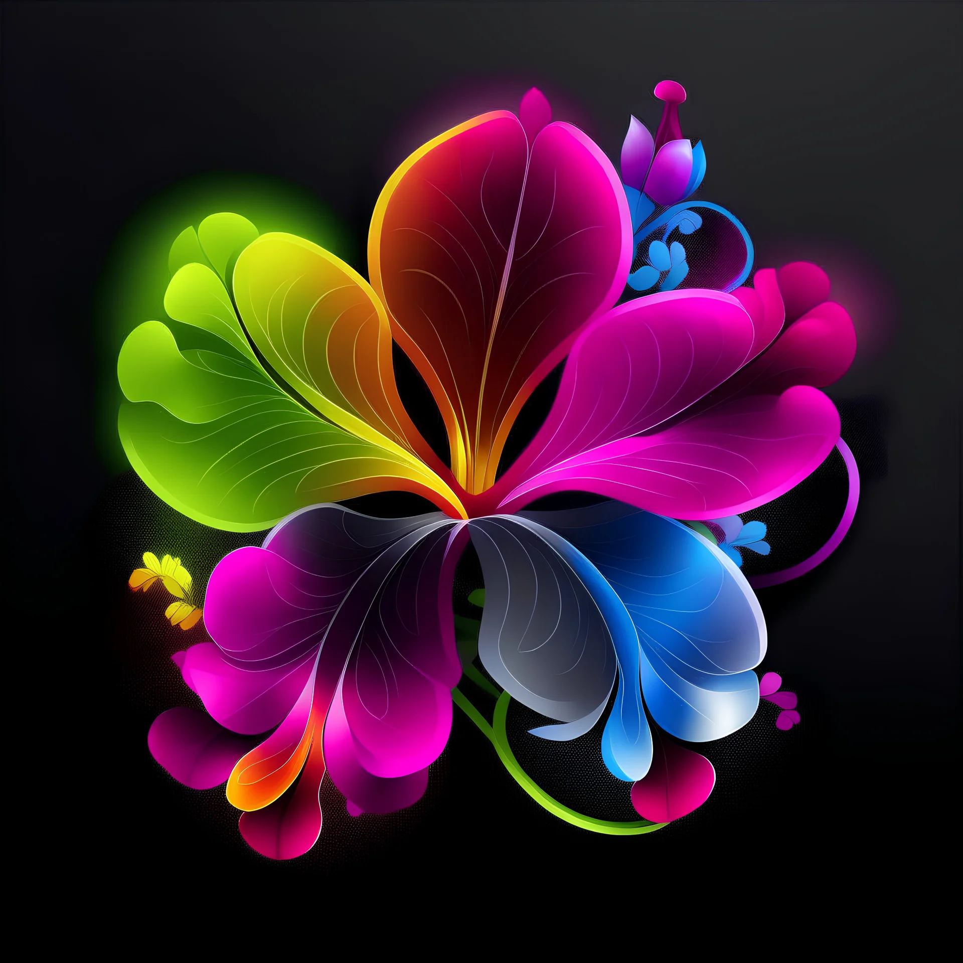 Create neon rainbow orchid grey background