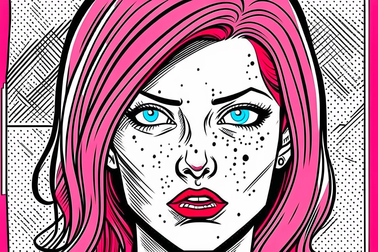 woman with pink hair like comics