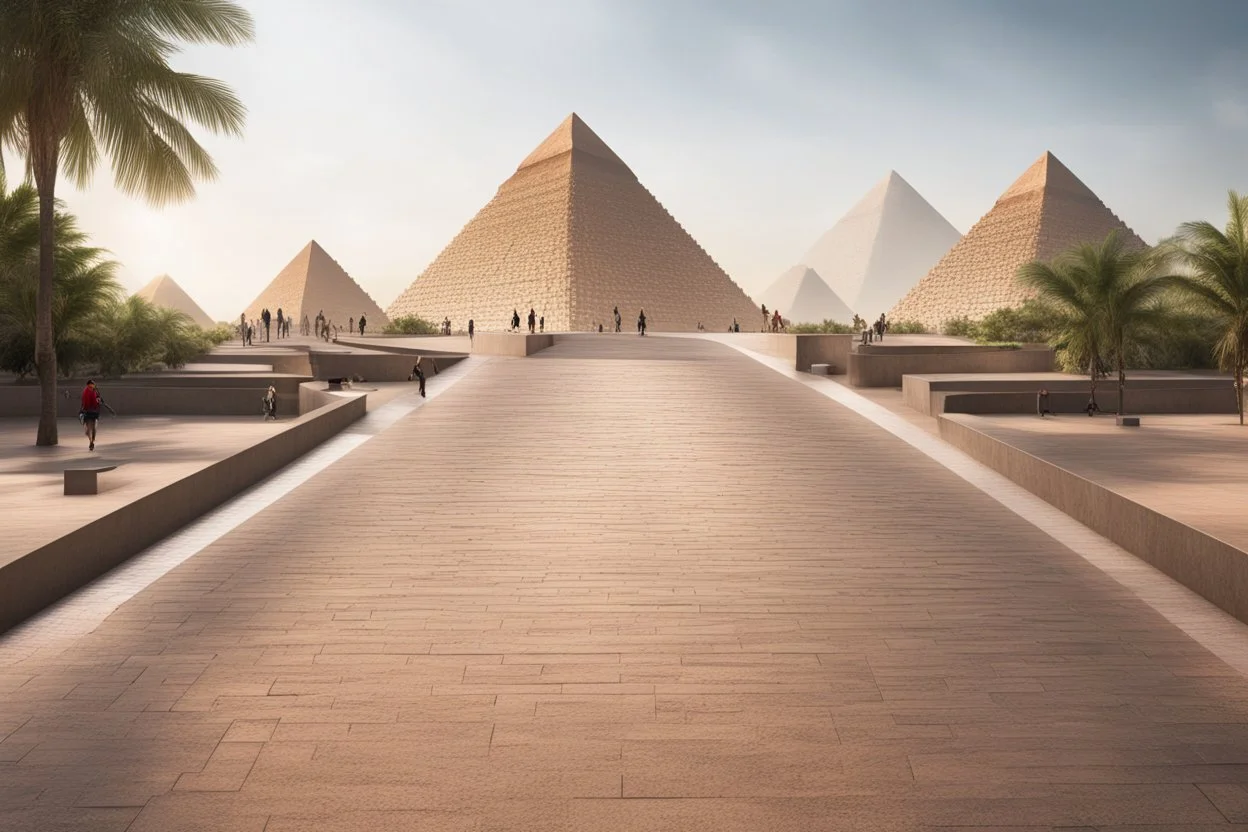 urban design tourist walkway with the pyramids