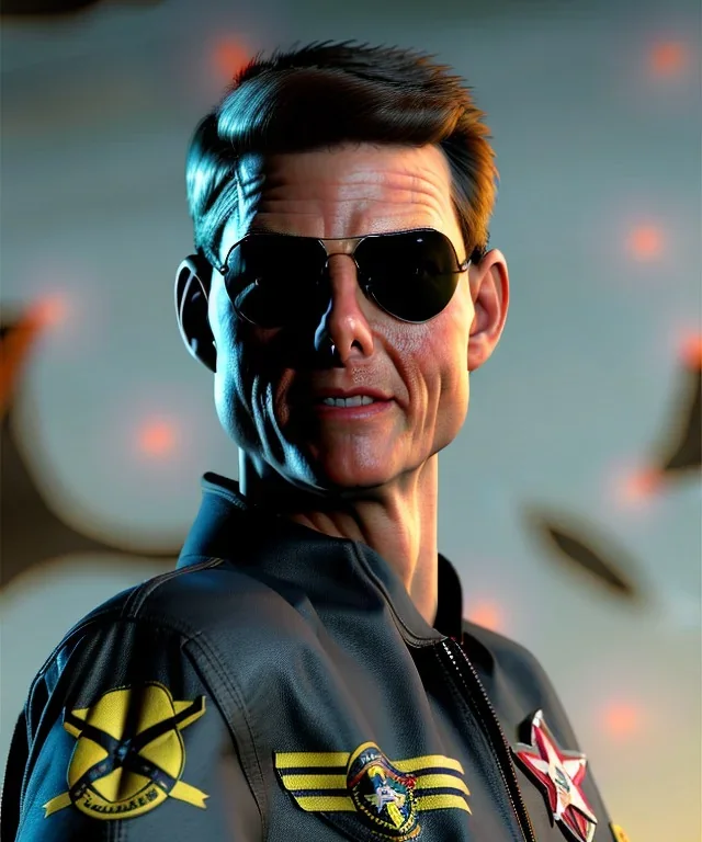 Top gun, Tom cruise toddler, full body, dramatic lighting, hyper realistic