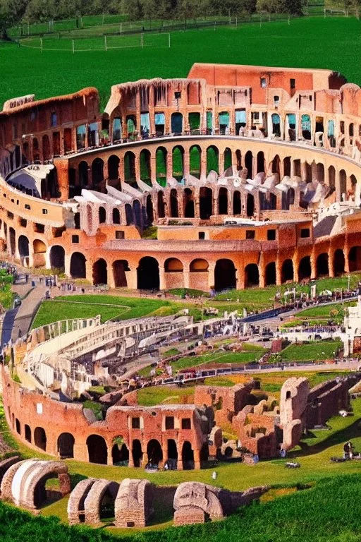 Colosseum made of pizza