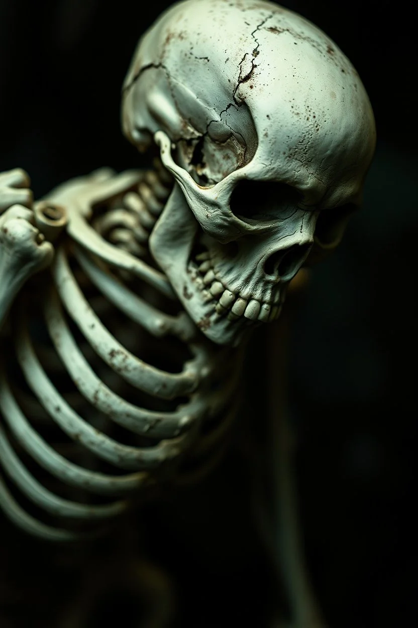 a blurry, distressing, haunting image of failing, fracturing bones